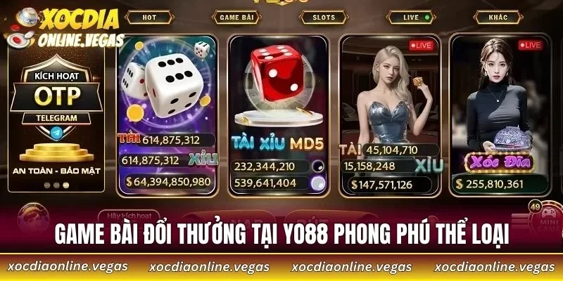 Game bài đổi thưởng tại YO88 phong phú thể loại