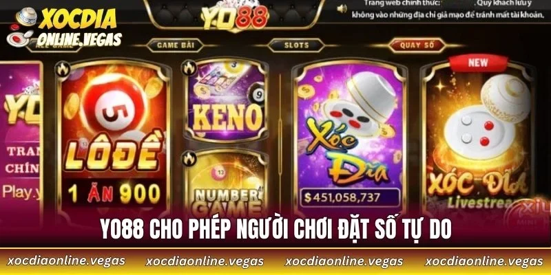 YO88 cho phép người chơi đặt số tự do